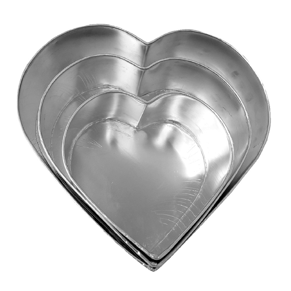 Molde Para Tortas Corazón x 3 En Aluminio