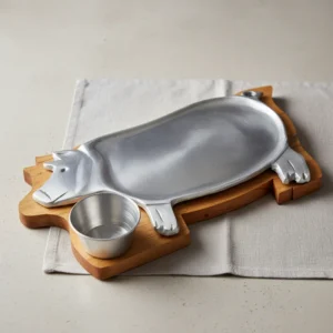 Tabla Churrasco En Madera Y Aluminio Modelo Cerdo