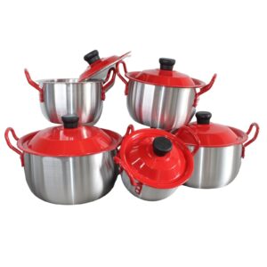 Juego de Ollas Ovalada 14-22 Tapa Alta Rojo