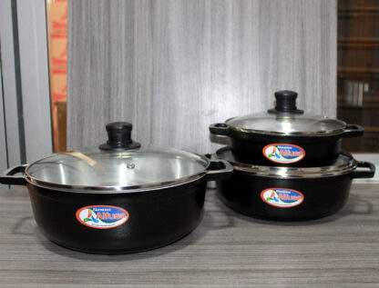 CALDEROS X 3 TAPA DE VIDRIO NEGROS - Imagen 2