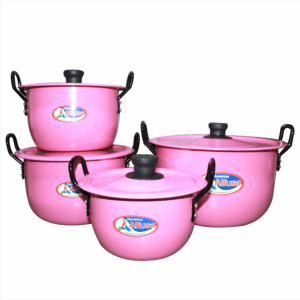 Juego de Ollas x 4 Rosa en Aluminio 16 -24 cm
