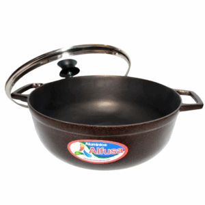 Caldero antiadherente dorado #8 tapa de vidrio