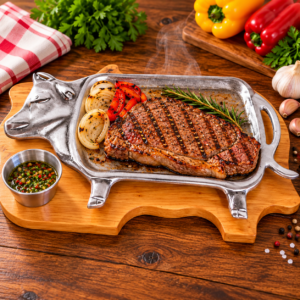 Tabla Churrasco En Madera Y Aluminio Modelo Vaca